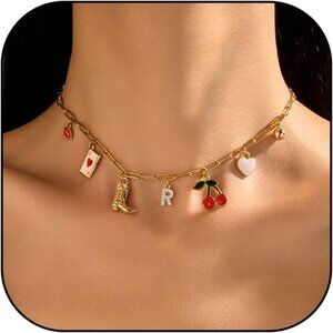 Elegant Initial Necklace with Western Charms – Perfect for Boho Style Lovers